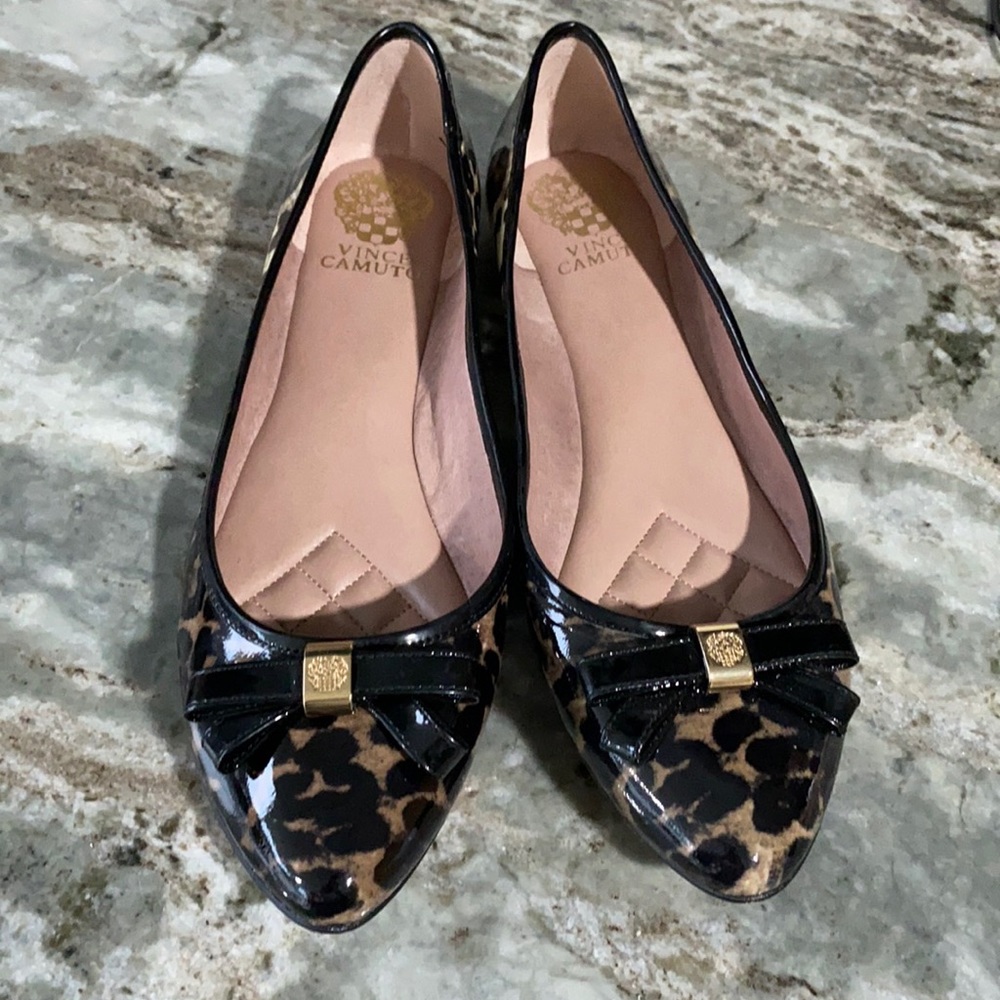 Vince Camuto leopard pointy toe ballet flats